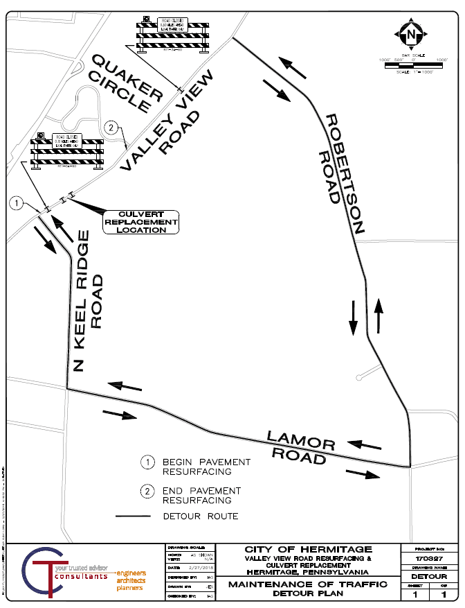 Valley View Rd Detour Map
