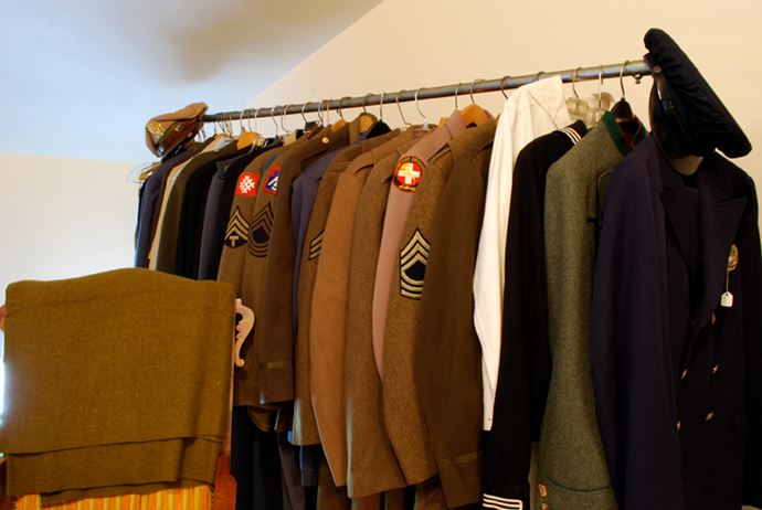 Uniforms on a rack