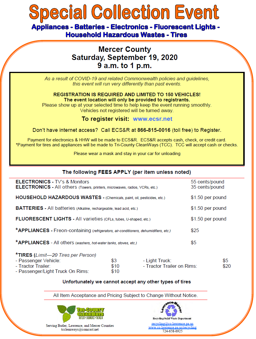 Special Recycling Event - Mercer 2020