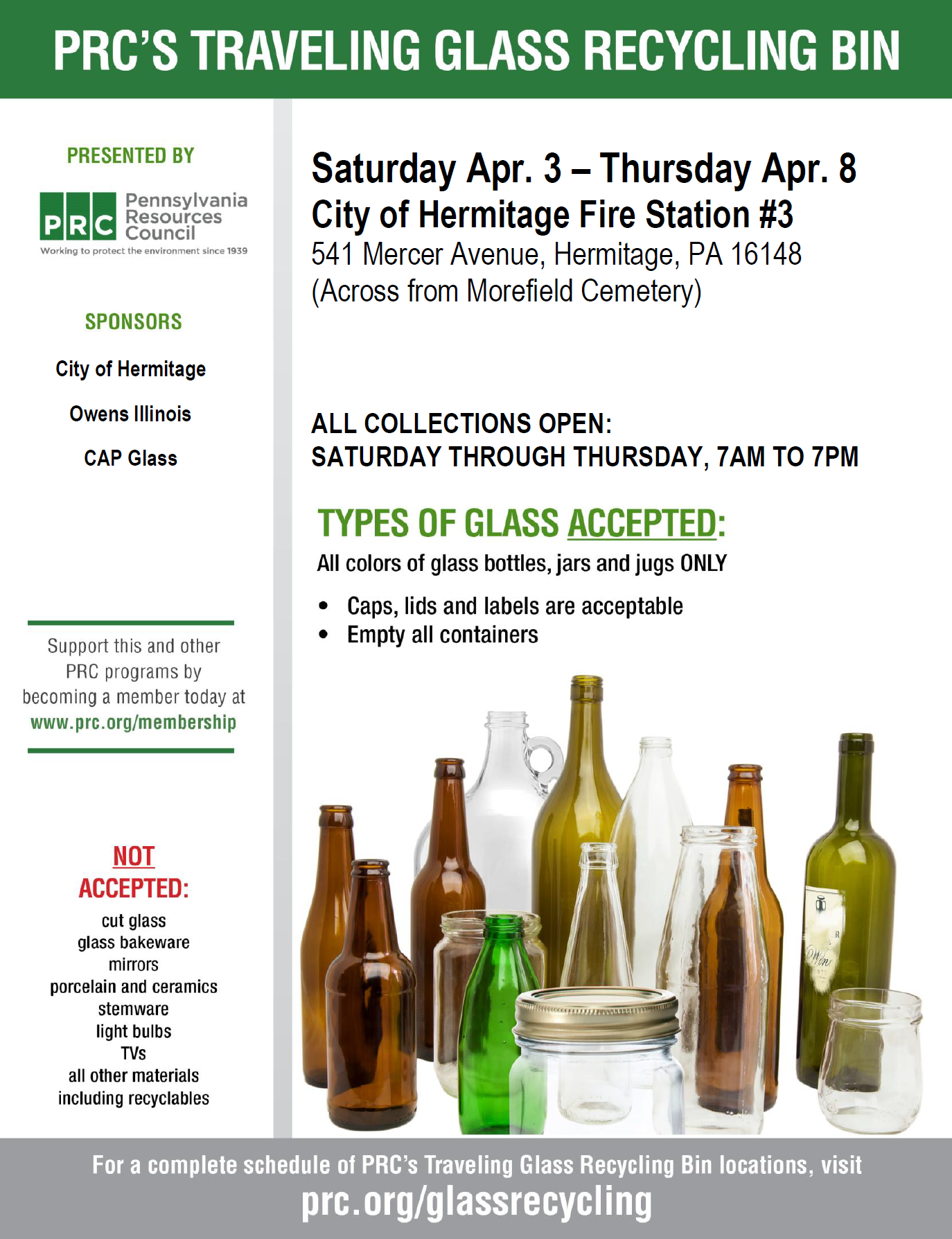 PRC Traveling Glass Recycling Event April 2021
